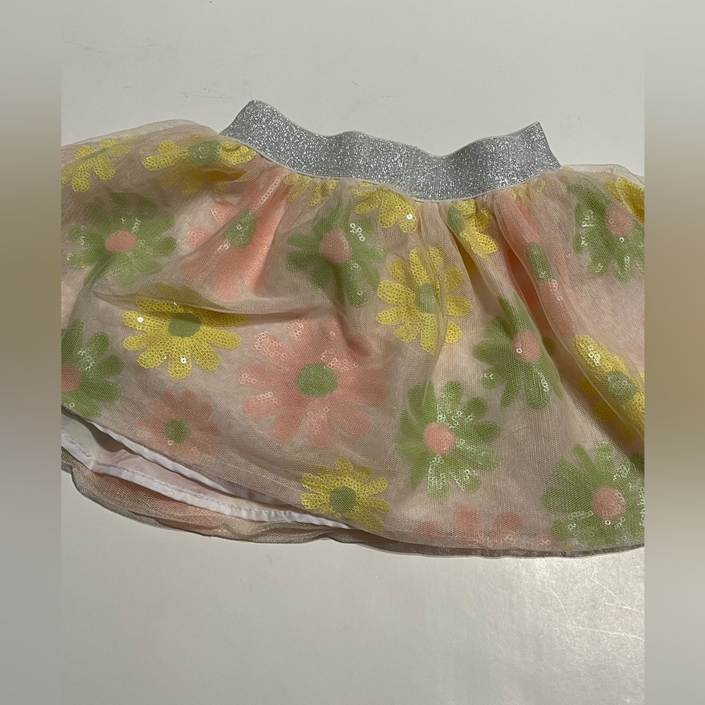 Spring Flowers Tulle Skirt With Shorts